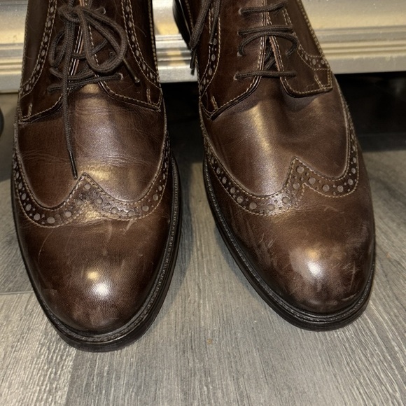 Structure Dorian Brown Leather Wingtip Oxford Dress Shoes 10.5 - Picture 3 of 11